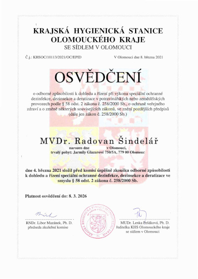 Osvědčení o odborné způsobilosti.
