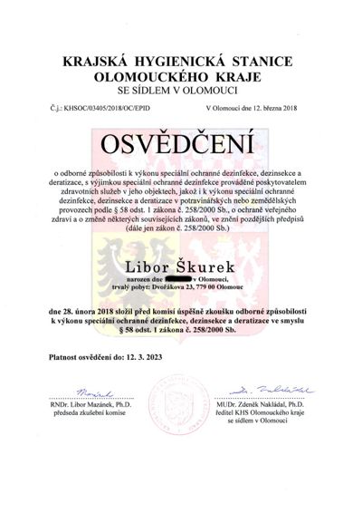 Osvědčení o odborné způsobilosti.